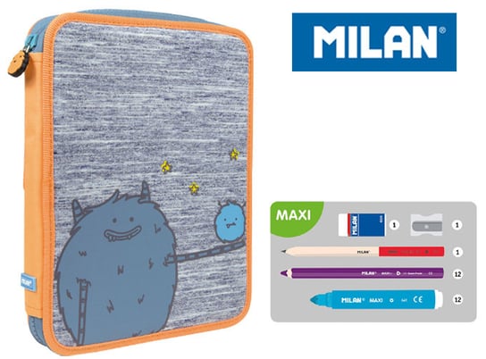 Milan, piórnik 1-poziomowy, Mimo, pomarańczowo-szary Milan