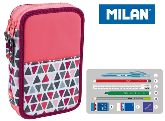 Milan, piórnik 2-poziomowy, Geo, różowy Milan