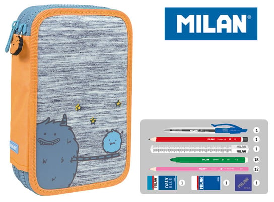 Milan, piórnik 2-poziomowy, Mimo, pomarańczowo-szary Milan
