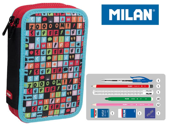 Milan, piórnik 2-poziomowy, Super Heroes, Words Letters Milan