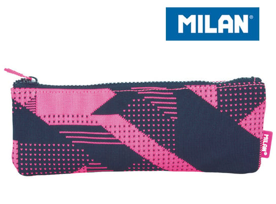 Milan, piórnik typu saszetka, Knit, różowo-czarny Milan