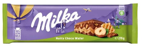 Milka-Nutty Chocolate Wafer Czekolada mleczna z orzechami i wafelkami 270g Milka