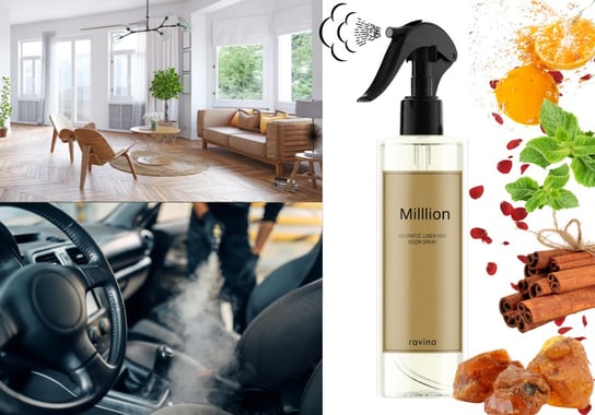 MILLION MĘSKI ZAPACH Room Spray Odświeżacz powietrza zapach perfumy do domu łazienki pokoju tkanin firan zasłon zapach do auta tapicerki samochodu ONE 1 MILLION RAVINA 200 ml ravina