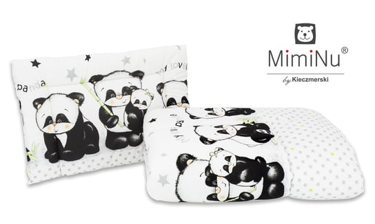 MimiNu by Kieczmerski, Kołdra dziecięca z poduszką, Panda, biało-czarny, 100x135 cm MimiNu by Kieczmerski