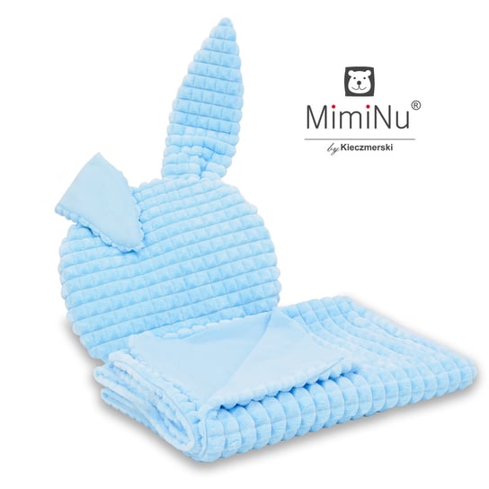MimiNu by Kieczmerski, Komplet: Kocyk z poduszeczką z uszami, niebieski MimiNu by Kieczmerski