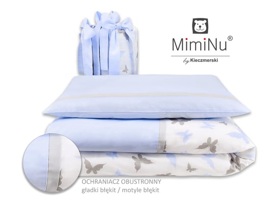 MimiNu by Kieczmerski, Pościel niemowlęca, 3-elementowa, Motyle, Błękitny, 100x135 cm MimiNu by Kieczmerski