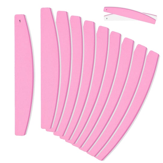 MIMO by Tools For Beauty, Dwustronna różowa polerka do paznokci w kształcie łódki , 10 szt. Tools For Beauty