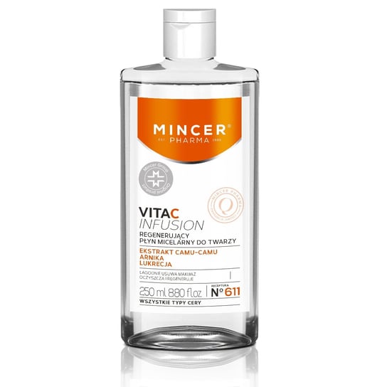 Mincer Pharma, Vita C Infusion, płyn micelarny regenerujący do twarzy nr 611, 250 ml Mincer Pharma