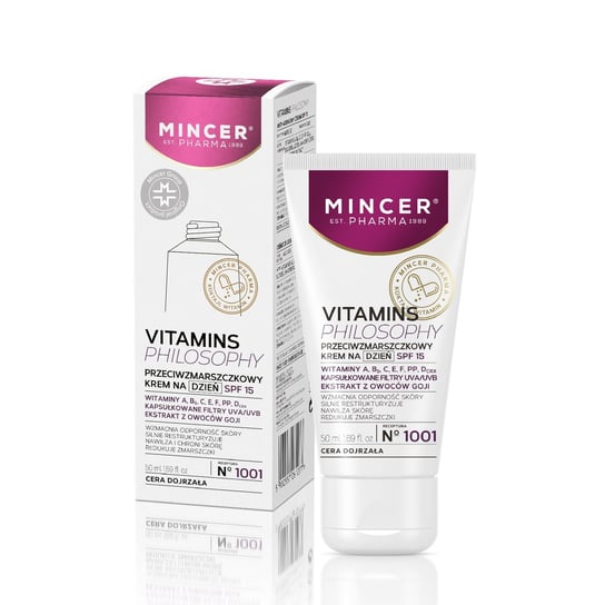Mincer Pharma, Vitamins Philosophy, krem przeciwzmarszczkowy na dzień nr 1001, SPF 15, 50 ml Mincer Pharma