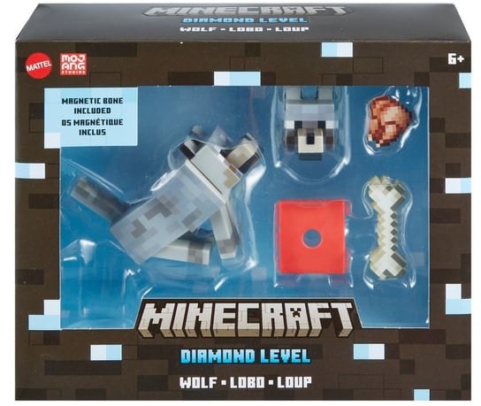 Minecraft Diamond Level Figurka Wilk Akcesoria Mattel Wolf Minecraft