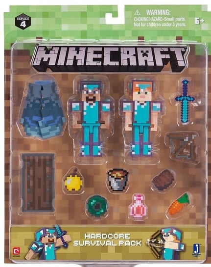 Minecraft, figurka Steve, zestaw przetrwania Minecraft