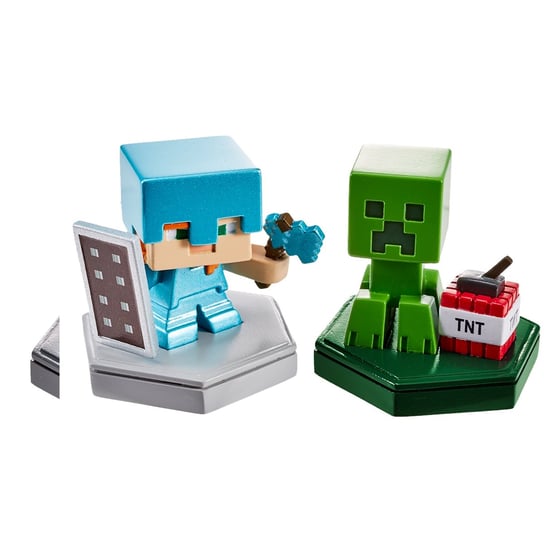 Minecraft, minifigurki doładowujące 2-pak Minecraft Earth z chipem NFC Broniący się Steve i Creeper Minecraft