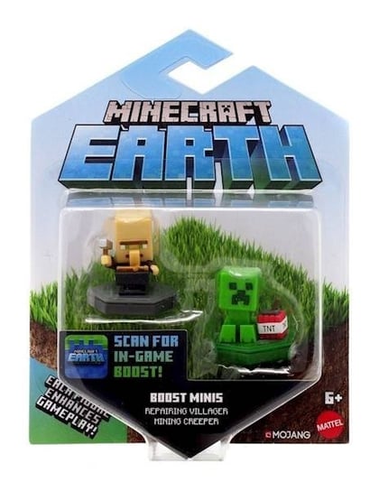 Minecraft, minifigurki doładowujące 2-pak Minecraft Earth z chipem NFC Osadnik i Creeper Minecraft