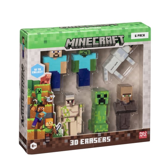 MINECRAFT S1 3D ERASERS FIGURE - 6 PACK DELUXE BOX VER.A Minecraft