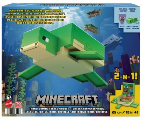 Minecraft, Zestaw figurek kolekcjonerskich Żółw i Steve 2w1 25cm, mattel Mattel