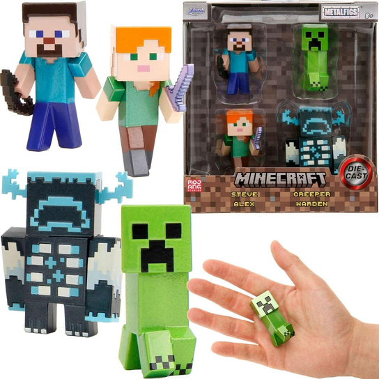 Minecraft Zestaw Figurek Metalowych Steve Alex Creeper Warden 6 Cm minecraft-zestaw-figurek-metalowych-steve-alex-creeper-warden-6-cm