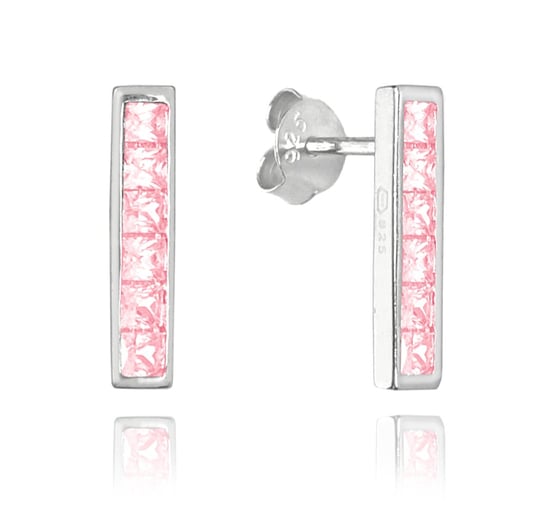 MINET Błyszczące kolczyki srebrne z różowymi cyrkoniami MINET