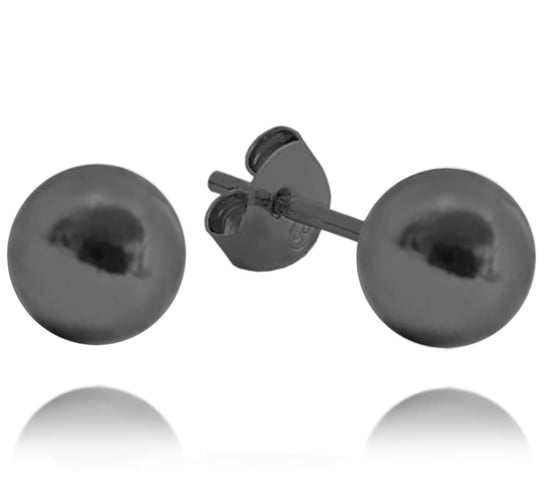 MINET Kolczyki srebrne czarne KULKI 8 mm MINET