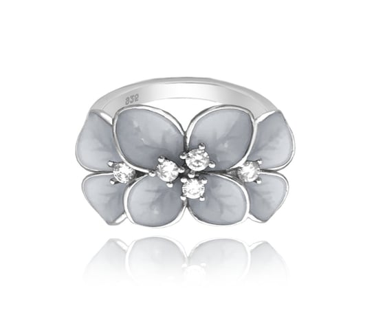 MINET Kwiecisty pierścien srebrny FLOWERS z białymi cyrkoniami wielkość 11 MINET