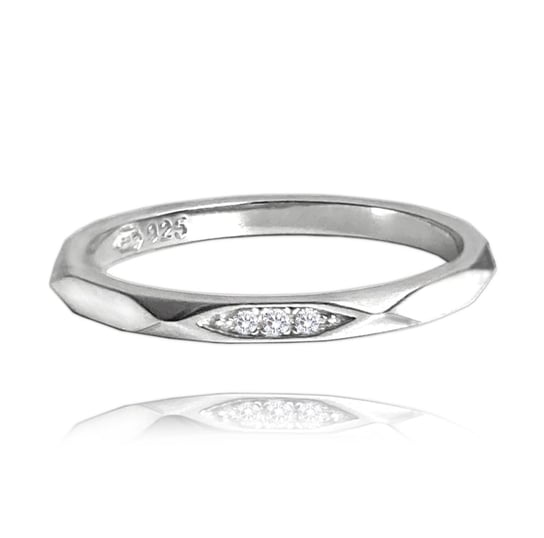 MINET Minimalistyczny srebrny pierścien ślubny z cyrkoniami rozmiar 18 MINET