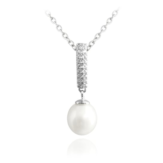 MINET Naszyjnik srebrny naturalne białe perły z cyrkoniami MINET