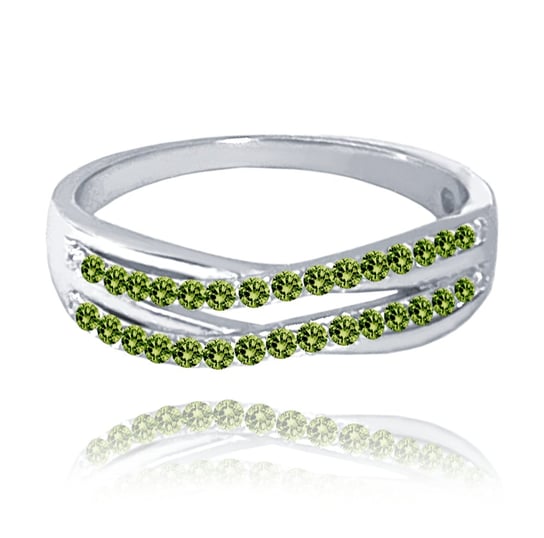 MINET Pierścien srebrny elegancki z zielonymi cyrkoniami wielkość 17 Inna marka