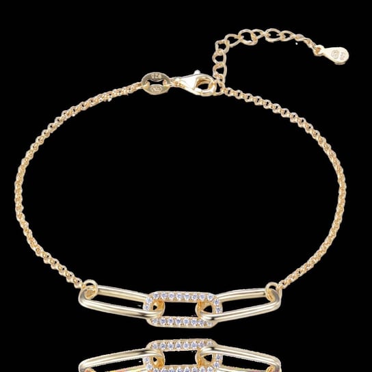 MINET Pozłacana srebrna bransoletka w stylu włoskim z białymi cyrkoniami MINET