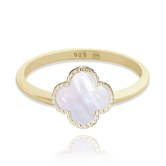 MINET Pozłacany pierścien srebrny koniczyna z białą masą perłową wielkość 12 Inna marka