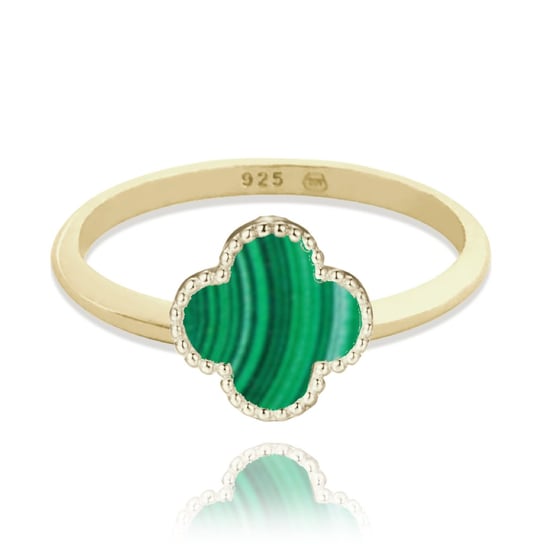 MINET Pozłacany pierścien srebrny koniczyna z zielonym malachitem wielkość 14 Inna marka