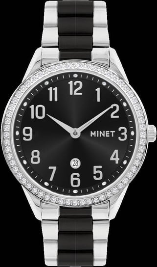 MINET Srebrno-czarny damski zegarek AVENUE z cyframi Inna marka
