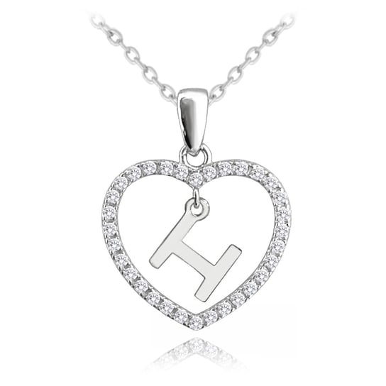 MINET Srebrny naszyjnik litera w sercu „H” z cyrkoniami MINET