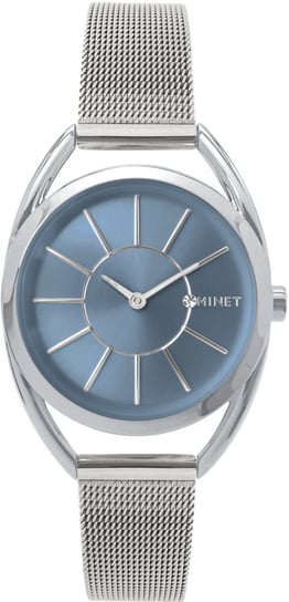 MINET Srebrny zegarek damski ICON BLUE MESH MINET