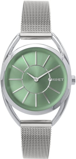 MINET Srebrny zegarek damski ICON GREEN MESH MINET