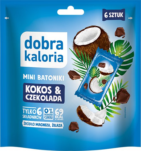 Mini batoniki Kokos & Czekolada Dobra Kaloria 102 g | Batony bez dodatku cukru DOBRA KALORIA