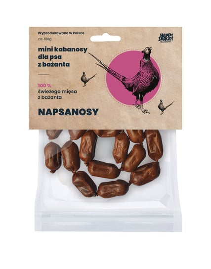 Mini kabanosy/Napsanosy z bażanta HAPPY SNACKY, 18 szt. Happy Snacky