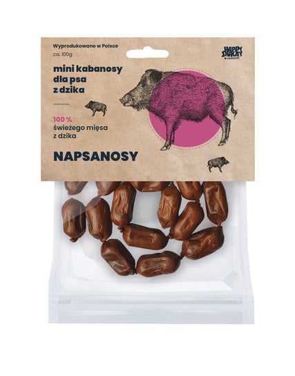 Mini kabanosy/Napsanosy z dzika HAPPY SNACKY, 18 szt. Happy Snacky