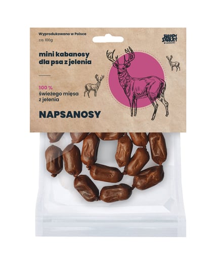 Mini kabanosy/Napsanosy z jelenia HAPPY SNACKY, 18 szt. Happy Snacky