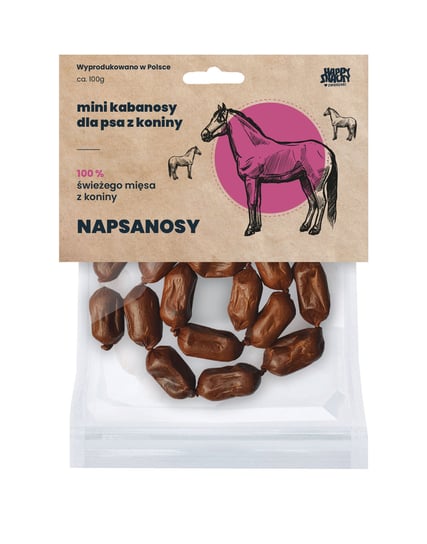 Mini kabanosy/Napsanosy z koniny HAPPY SNACKY, 18 szt. Happy Snacky