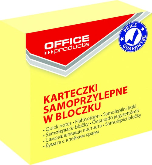mini kostka samoprzylepna office products, 50x50mm, 1x400 kart., pastel, jasnożółta Office Products