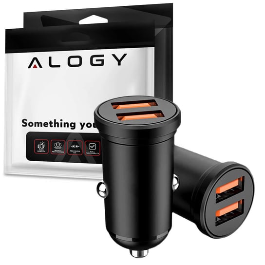 Mini Ładowarka samochodowa Alogy do auta 2x USB 48W QuickCharge 3.0 Czarna + Kabel Alogy 3w1 Alogy