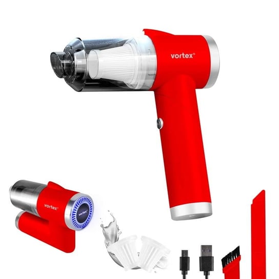 Mini odkurzacz bezprzewodowy ręczny składany Vortex CRC90 red VORTEX