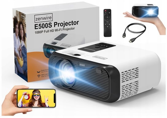 Mini Projektor Przenośny Rzutnik WiFi Full HD 4K 7500lm do telefonu laptopa Zenwire