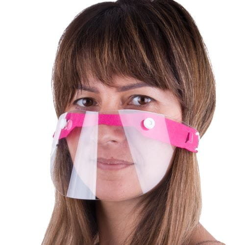 Mini przyłbica dziecięca maska ochronna na usta i nos uniwersalna wielokrotnego użytku Różowa AllePaznokcie