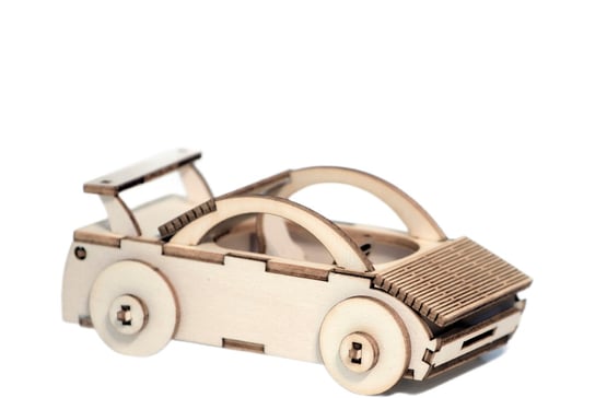 Mini samochód, drewniane puzzle 3D składanka Drewyan