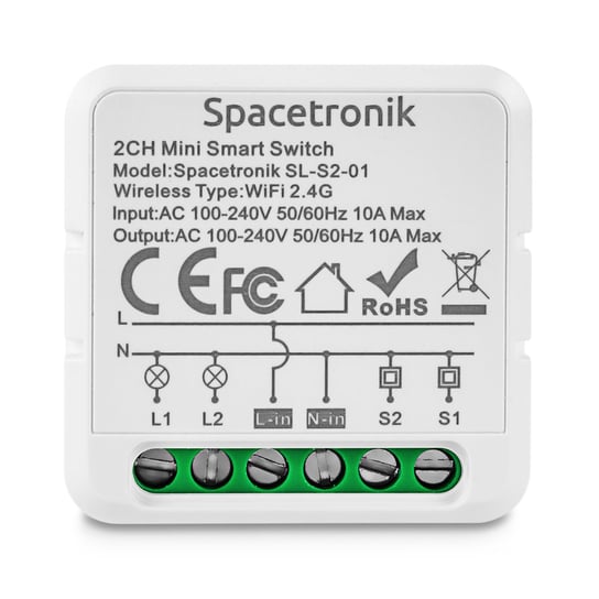 Mini Switch inteligentny przełącznik podwójny włącznik elektryczny SMART WiFI Tuya 2 Spacetronik