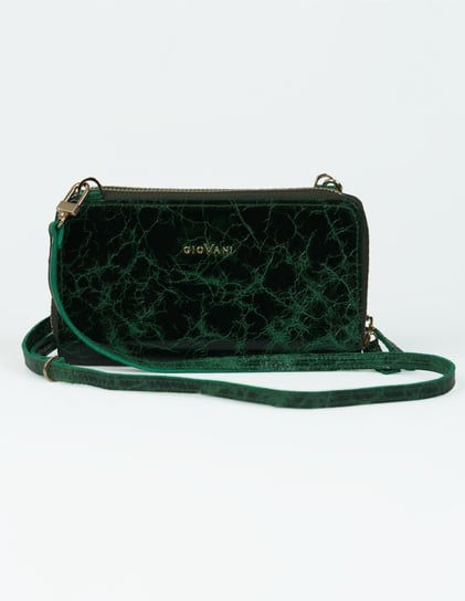 Mini torebka portfel damski marki GioVani (zielona w wzory) Ciemnozielony Giovani