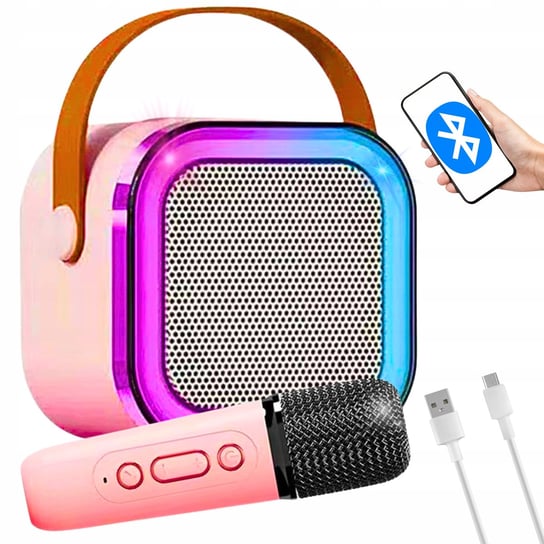 MINI ZESTAW DO KARAOKE BEZPRZEWODOWY BLUETOOTH GŁOŚNIK + MIKROFON RÓŻOWY Inny producent