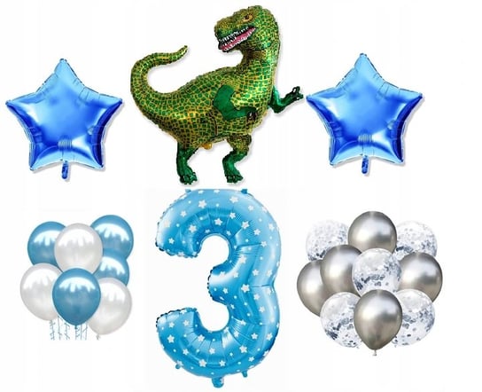 Mini Zestaw Tyranozaur Dinozaur 3 Urodziny Balony Inna marka