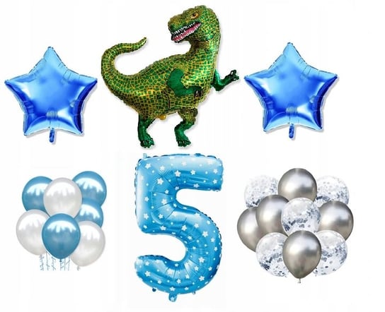 Mini Zestaw Tyranozaur Dinozaur 5 Urodziny Balony Inna marka
