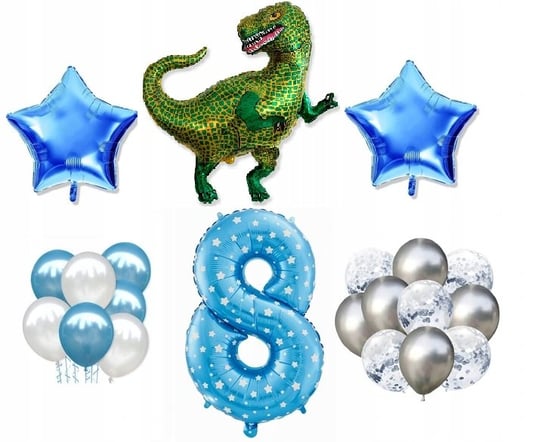 Mini Zestaw Tyranozaur Dinozaur 8 Urodziny Balony Inna marka